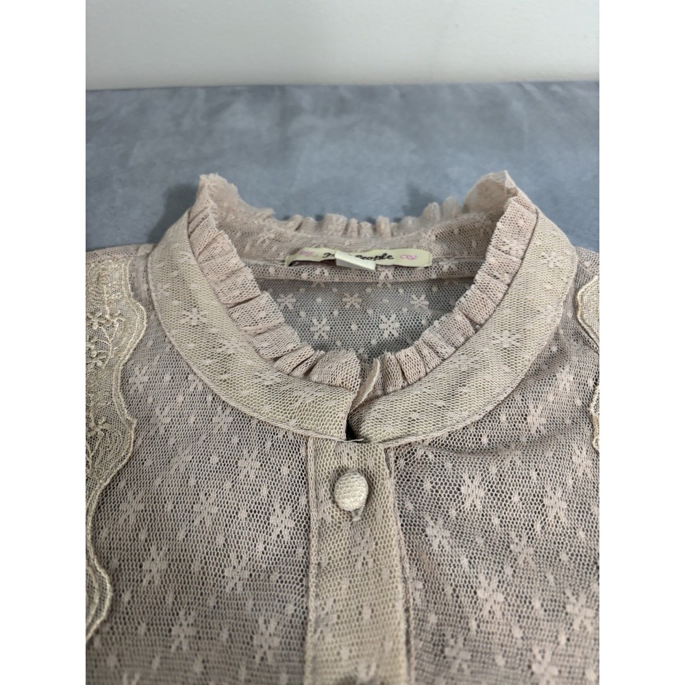 Vintage Free People Y2K Sheer Lace Sz L  Boho Victorian Festival Prairie Cottage - Picture 8 of 10